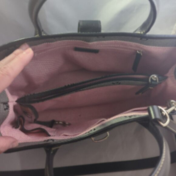 Authentic Dooney & Bourke Black Monogram Handbag Handles Shoulder Strap Purse - Picture 7 of 9